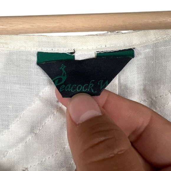 Peacock Linen Women Bohemain Top White Size Large Button Down - Picture 5 of 6